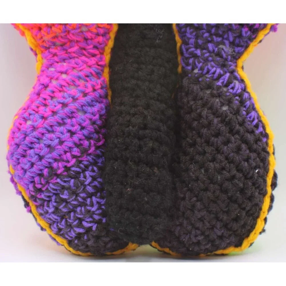 Handmade Crochet Butterfly Pillow Rainbow Cozy Plush Toy Security Cottagecore